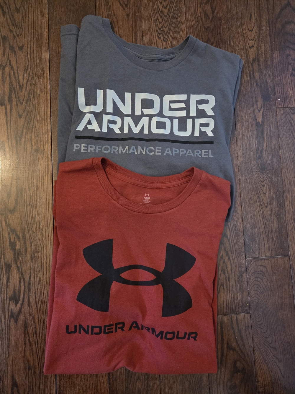 Under Armour Men’s Crew Neck Tees in Red and Gray